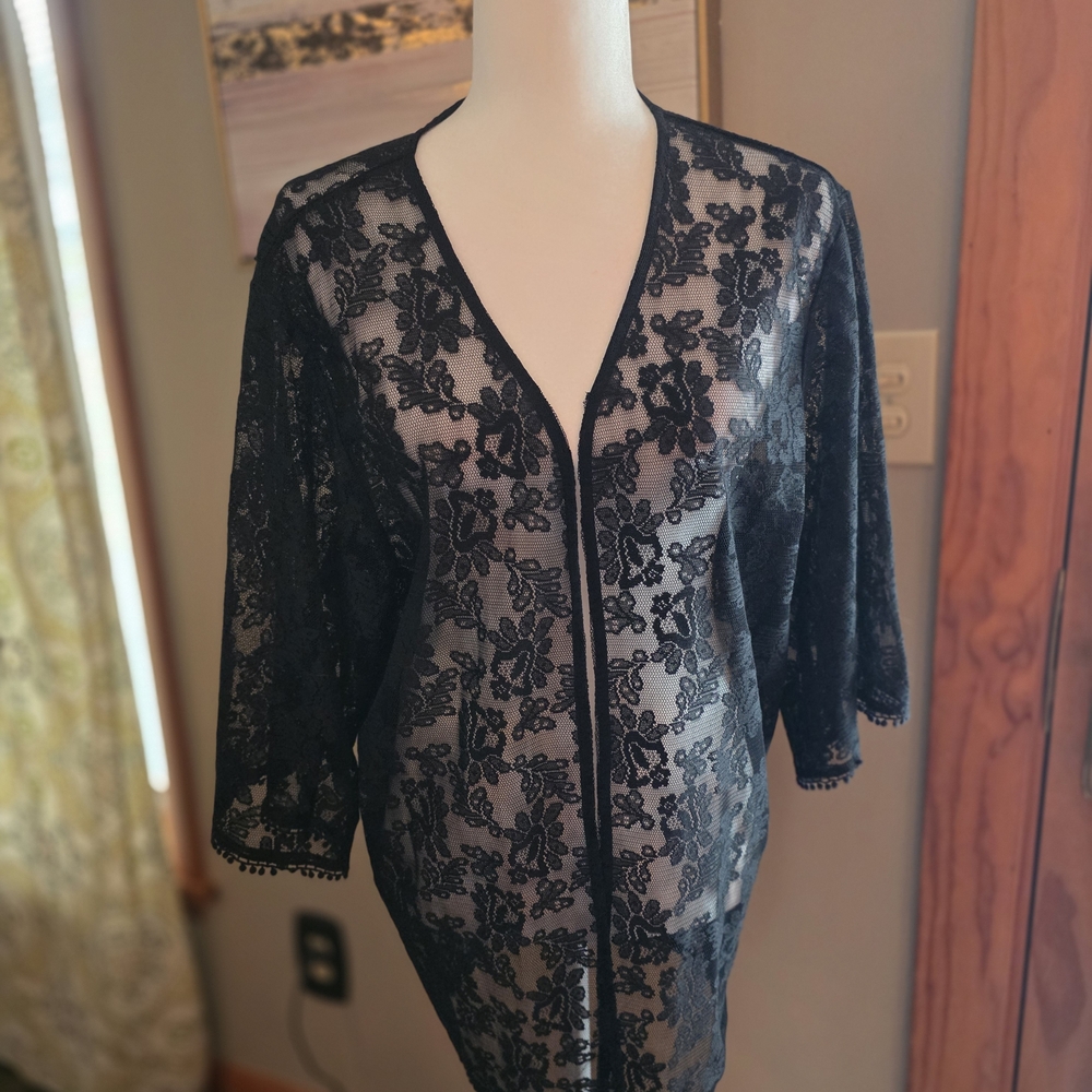 Express Black Sheer Lace Kimono Jacket